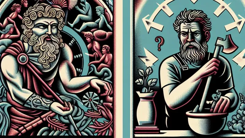 Absurd losu bohatera mitologicznego i współczesnego robotnika - porównanie.