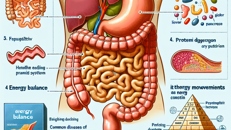 Budowa układu pokarmowego, rodzaje zębów, ruchy perystaltyczne, trawienie białek, rola wątroby i trzustki, bilans energetyczny, piramida zdrowego żywienia, choroby układu pokarmowego.