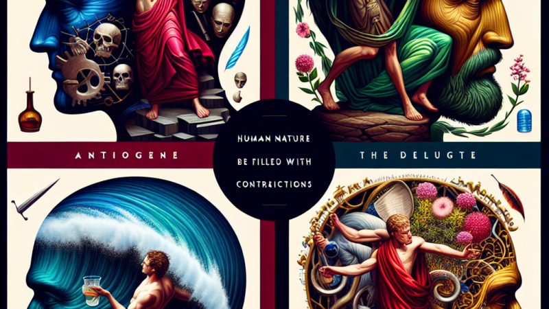 Człowiek jako istoty pełnej sprzeczności: Analiza na podstawie Antygony, Makbeta, Andrzeja Kmicica z Potopu oraz Przedwiośnia z uwzględnieniem dwóch wybranych kontekstów.