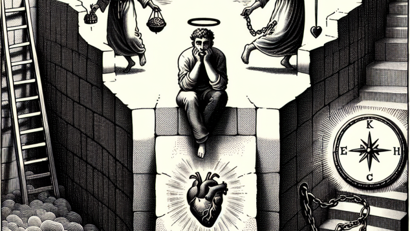 Człowiek w obliczu wyborów: kontrastowe sytuacje z biografii bohaterów literackich.