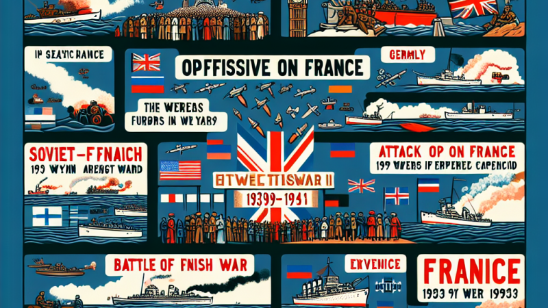 Działania wojenne w latach 1939-1941: Dziwna Wojna, Linie Maginota, wojna sowiecko-fińska, atak na Francję, kapitulacje oraz bitwa o Anglię i Atlantyk