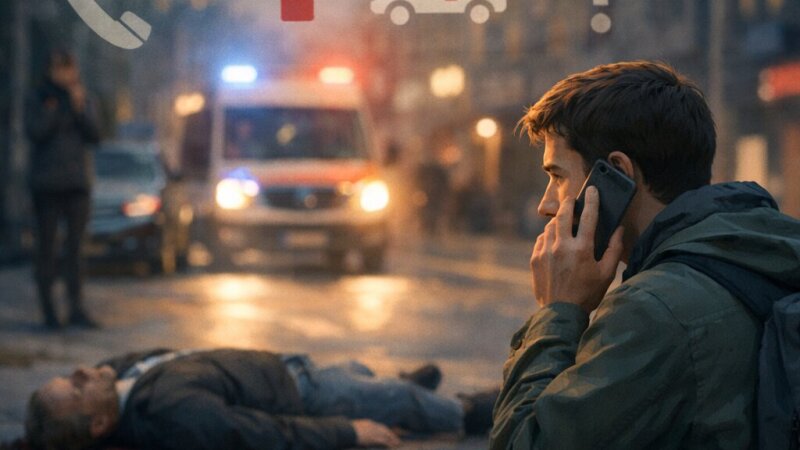 Jak napisać dialog z wezwania pogotowia po znalezieniu poszkodowanego na ulicy?