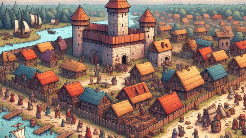 Kajko i Kokosz. Szkoła latania - opisz wygląd osady i jej położenie