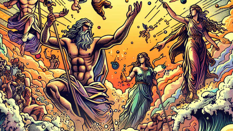 Komiks o powstaniu świata, z naciskiem na mitologię grecką