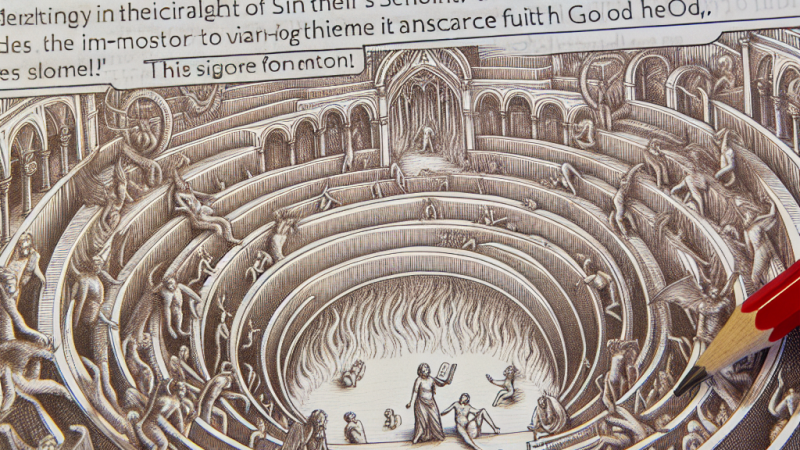 Literacki obraz piekła. Omów zagadnienie na podstawie fragmentów "Boskiej Komedii" Dantego Alighieri. W swojej odpowiedzi uwzględnij również wybrany kontekst”