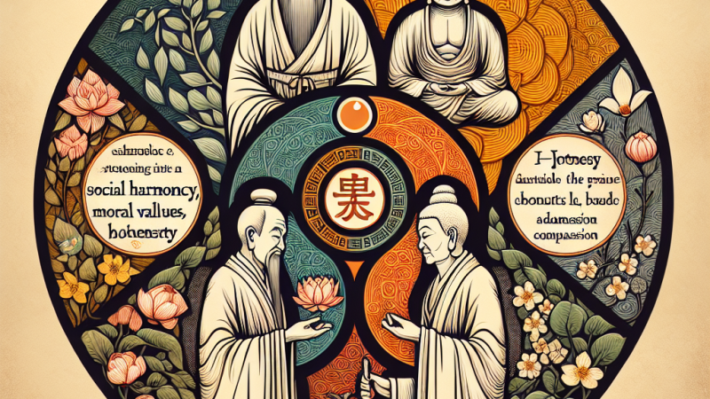 Motyw Tao, sprawiedliwości i pochwała uczciwego człowieka w naukach Konfucjusza, Laozi i Buddy.