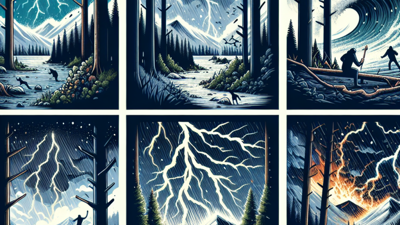 Napisz wypracowanie, którego akcja toczy się podczas burzy w lesie.