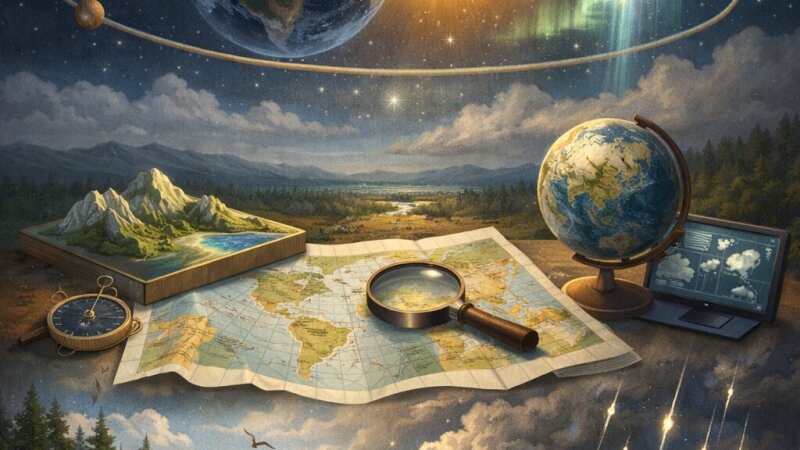 Następstwa ruchu obiegowego Ziemi, metody jakościowe i ilościowe przedstawiania zjawisk na mapach oraz przykłady oddziaływania promieniowania kosmicznego na środowisko geograficzne Ziemi