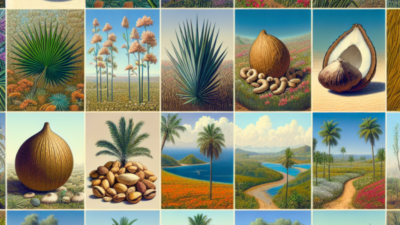 Niezwyczajne rośliny uprawne: szafran, len, juta, manila, abaka, agawa, palma kokosowa, oliwki, palma oleista, orzeszki z.