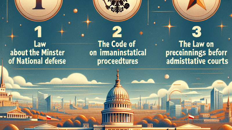 Obszerne opracowanie kluczowych zagadnień dla każdego z aktów prawnych z podaniem przypisów: 1. Ustawa o urzędzie Ministra Obrony Narodowej; 2. Kodeks postępowania administracyjnego; 3. Ustawa Prawo o postępowaniu przed sądami administracyjnymi