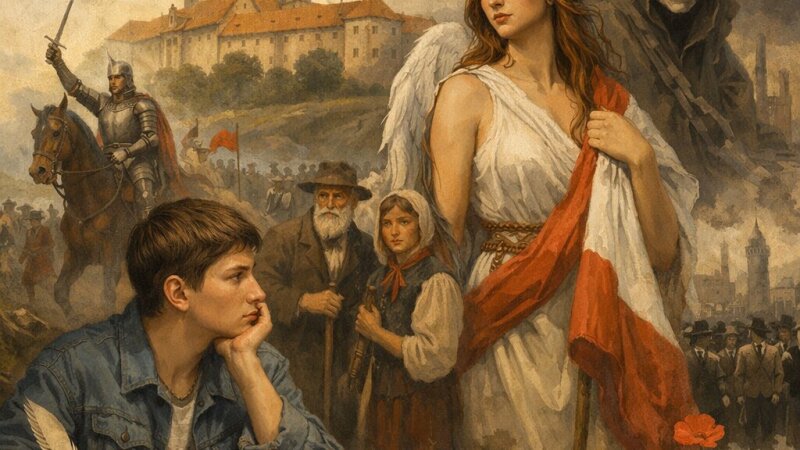 Ocena dziejów Polski i społeczeństwa polskiego w literaturze i sztuce: Analiza „Wesela”, opowiadania „Rozdziobią nas kruki, wrony...” oraz „Kordiana” Juliusza Słowackiego z odniesieniem do prac Malczewskiego.