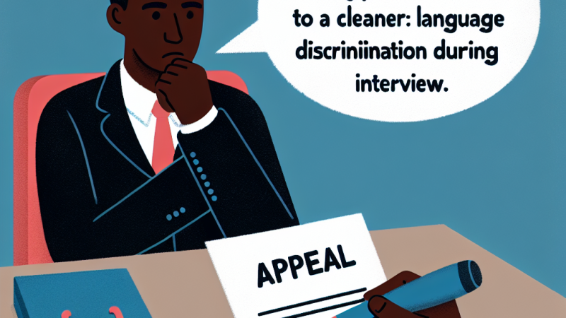 Odwołanie od decyzji o nieprzyznaniu awansu i degradacji ze stanowiska handyperson na cleaner z powodu dyskryminacji językowej podczas rozmowy kwalifikacyjnej