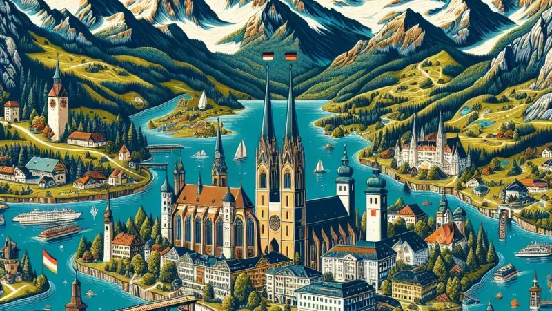 Podstawowe informacje o krajach niemieckojęzycznych: Niemcy, Austria, Liechtenstein, Szwajcaria - położenie, krainy geograficzne, podział administracyjny, zabytki i osobliwości, największe miasta, rzeki, góry, jeziora, zwyczaje.