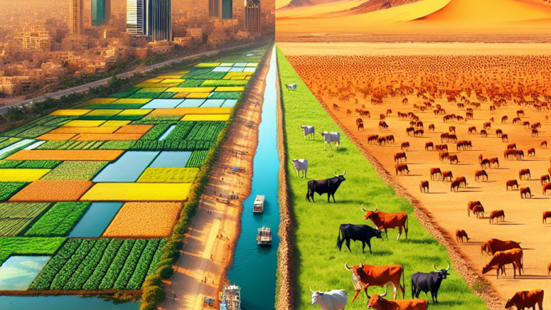 Porównanie warunków rozwoju rolnictwa w Egipcie i Namibii.