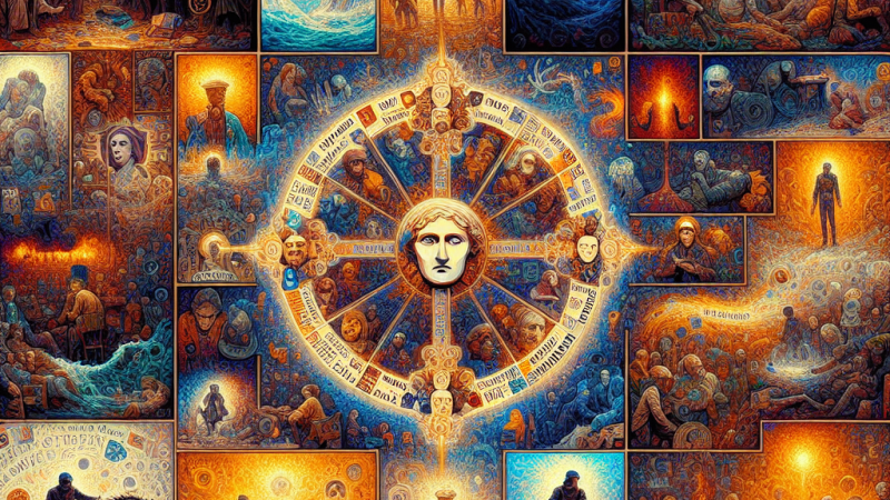 Postawy człowieka wobec losu, lektury epickiej lub dramatycznej, sensu wiersza 'W ciemności schodzi moja dusza' Jana Kasprowicza i wybranych kontekstów