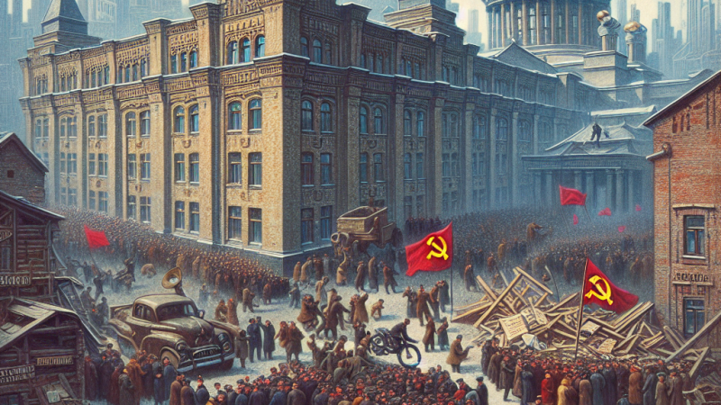 Proces podporządkowania społeczeństwa rosyjskiego ideologii komunistycznej.