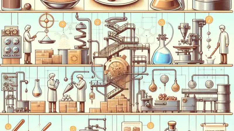 Proces produkcji wyrobów cukierniczych.