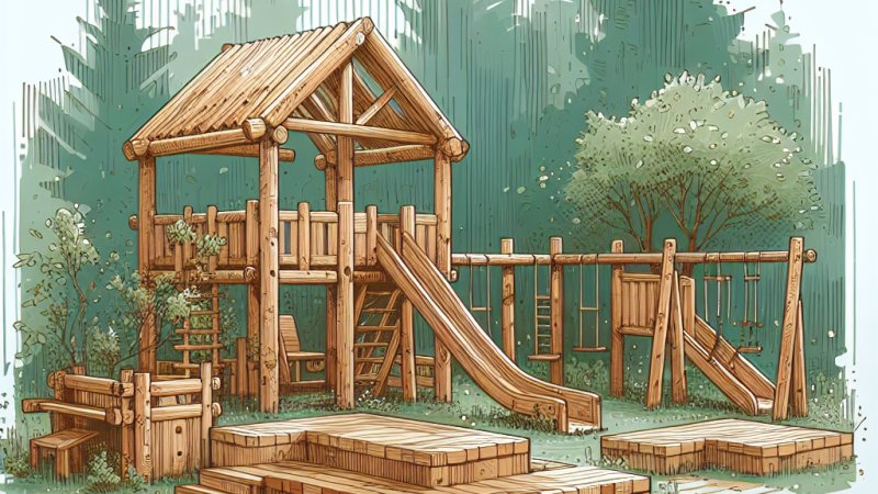 Projekt finansowany przez Lasy Państwowe: "Klasa z drewna" - zakupiono plac zabaw i architekturę z drewna.