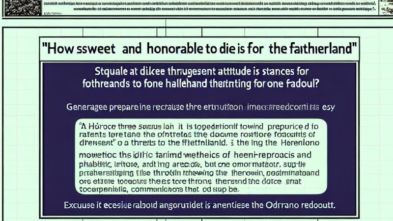 Przygotuj się do pisania wypowiedzi argumentacyjnej na temat: "Jakże słodko i zaszczytnie jest umrzeć za ojczyznę" Horacy. O różnych postawach wobec zagrożenia ojczyzny. ODWOLAJ SIE DO REDUTY ODRDONA
