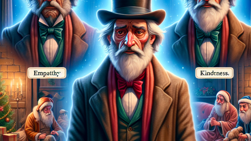 Przykłady zachowań Scrooge'a świadczące o jego pozytywnym stosunku do ludzi