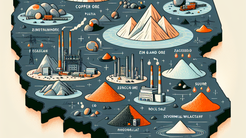 Rozmieszczenie surowców mineralnych w Polsce.