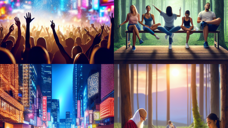 Różnorodność preferencji życiowych: od zabawy po spokój.