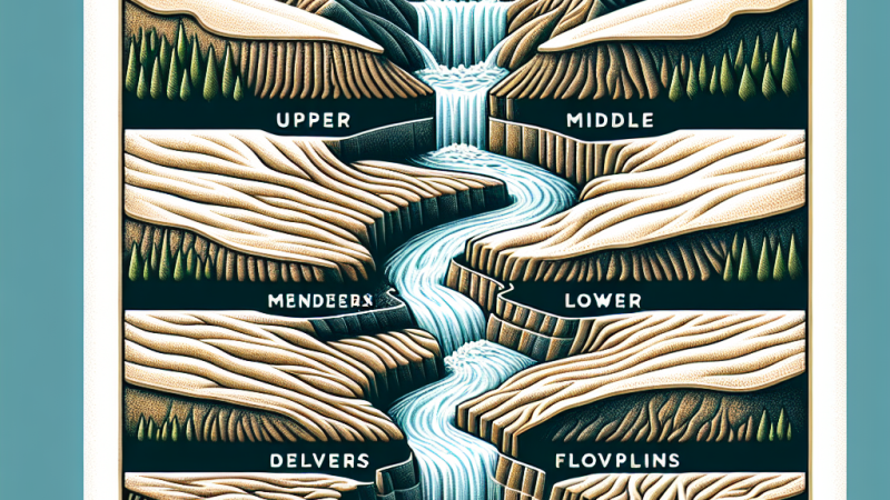 Rzeźbotwórcza działalność rzeki w biegu górnym, środkowym, dolnym i ujściu rzeki