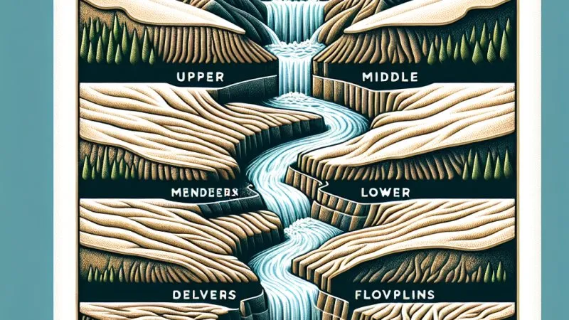 Rzeźbotwórcza działalność rzeki w biegu górnym, środkowym, dolnym i ujściu rzeki