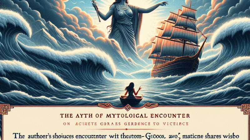 Spotkanie z postacią mitologiczną w burzowej krainie na statku.