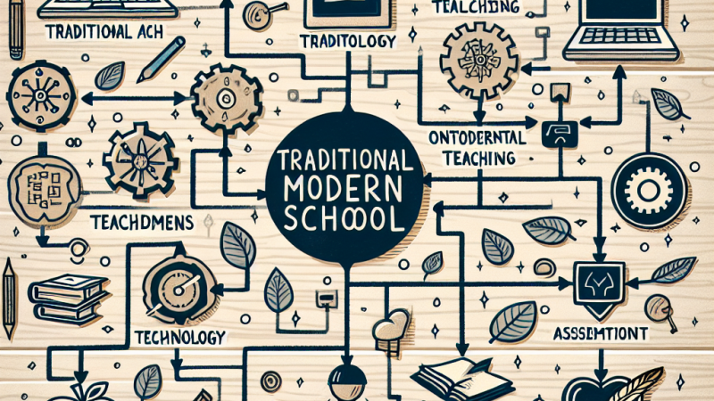Stwórz mapę myśli o różnicach między szkołą tradycyjną a nowoczesną.