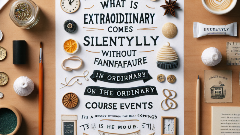 To, co niezwykłe, przychodzi cicho, bez rozgłosu, w zwyczajnym biegu zdarzeń