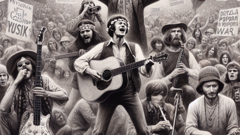 Twórczość muzyków i zespołów związanych z ruchem hippisowskim w Polsce oraz zagranicznych artystów występujących na Woodstocku