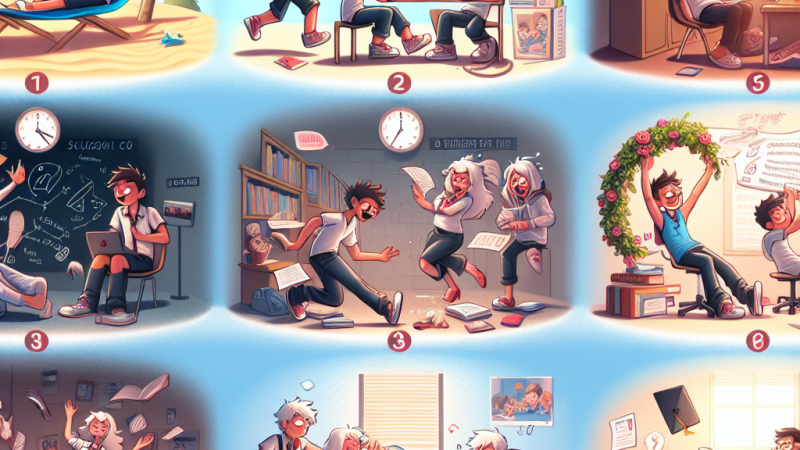 Uczniowska codzienność – wypowiedź z użyciem związków frazeologicznych.