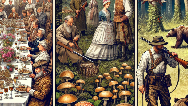 Uczta, grzybobranie i polowanie - Pan Tadeusz