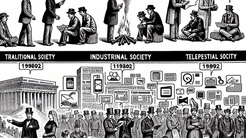 W jaki sposób przebiega komunikacja społeczna w społeczeństwie tradycyjnym, w jaki sposób w społeczeństwie przemysłowym, a w jakim w społeczeństwie informatycznym?