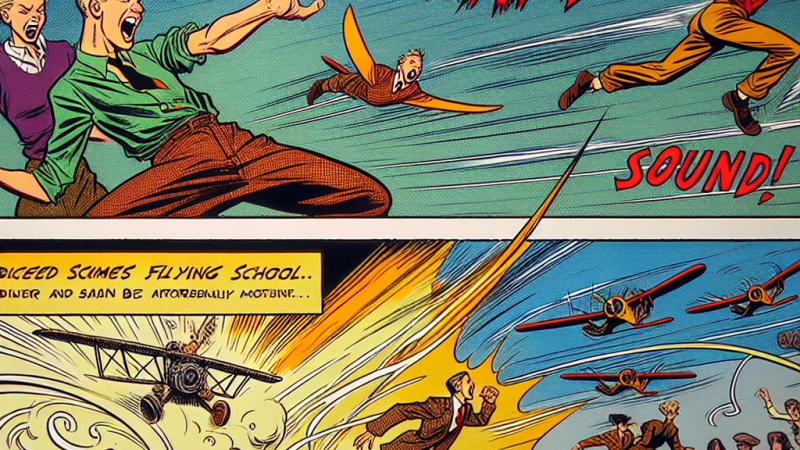 W jaki sposób wyeksponowano krzyk, ruch i dźwięk w komiksie Kajko i Kokosz. Szkoła latania?