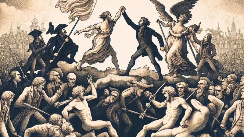 Wizja ostatniej sceny „Nie-Boskiej Komedii” Zygmunta Krasińskiego jako podsumowanie walki stron, toczącej się w całym dramacie