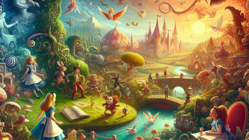 Wyjaśnij w jaki sposób Alicja znalazła się w fantastycznym świecie, wyznacz jej trasę wędrówki