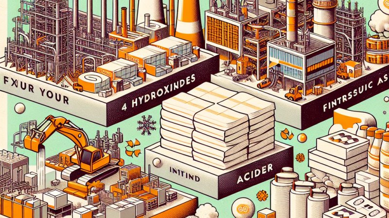 Zastosowania 4 wodorotlenków oraz 6 kwasów w przemyśle i gospodarce.